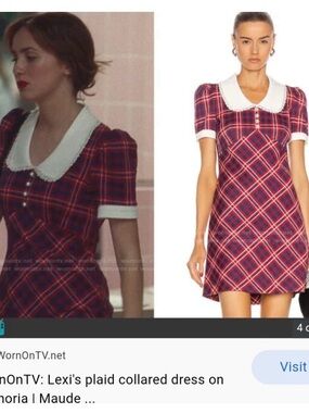 Miu Miu Red Plaid Peter Pan Collar Mini Dress Euphoria